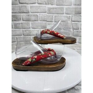 Japanese Zori Women's 39/8.5 VINTAGE Geta Wooden Cherry Bark Sandals Flip Flops